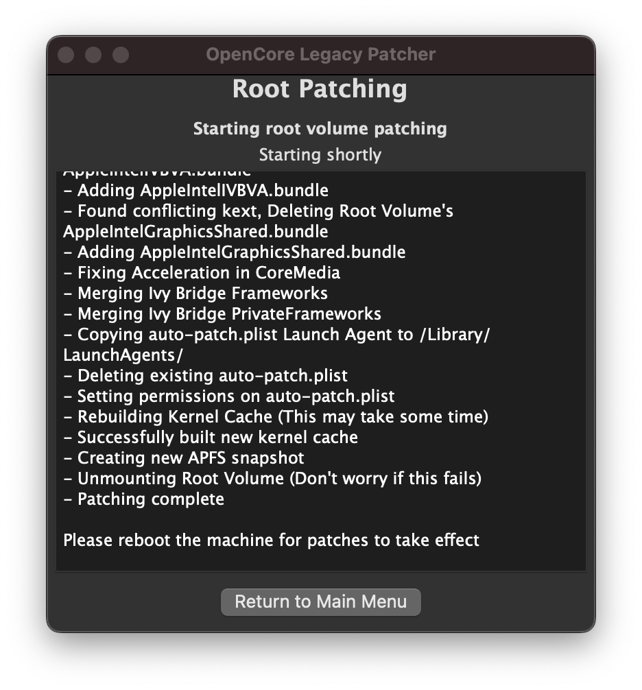 Root Patching Complete